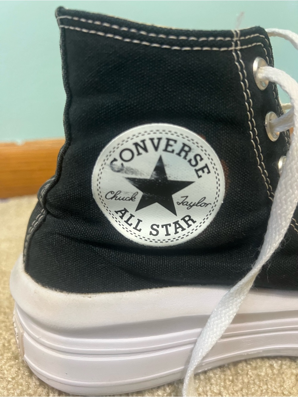 Converse women’s Black and White High-Top Platform Sneakers - Picture 8 of 8